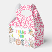 Roze Safari Party Dieren Verjaardagsfeest Favoriet Bedankdoosjes (Achterkant)