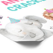 Roze Safari Party Dieren Verjaardagsfeestje Teken Foto Afdruk (Hoek)