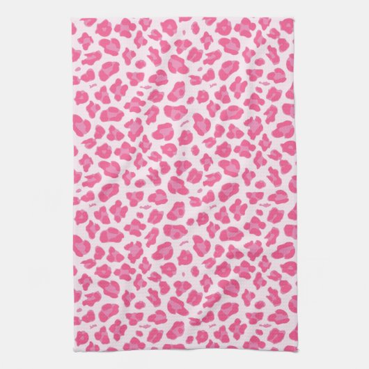 Roze Safari - Roze Leopard Print Theedoek (Verticaal)