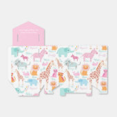 Roze Safari Thema Baby shower Bedankdoosjes (Uitgevouwen)