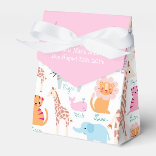 Roze Safari Thema Baby shower Bedankdoosjes (Voorkant Zijde)