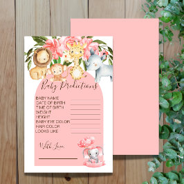Roze Safari Theme Baby shower Predictions Game