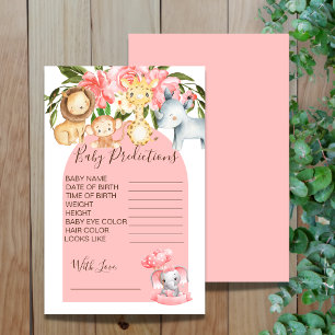 Roze Safari Theme Baby shower Predictions Game