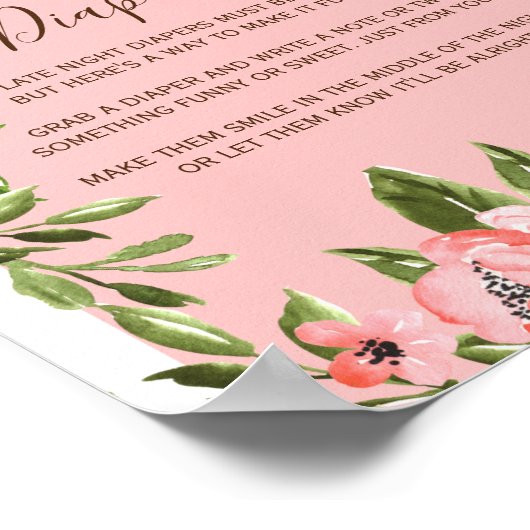 Roze Safari Theme Late Night Diaper Gezegden Sign Poster (Hoek)