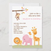 Roze Safari-uitnodigingen Kaart (Voorkant)