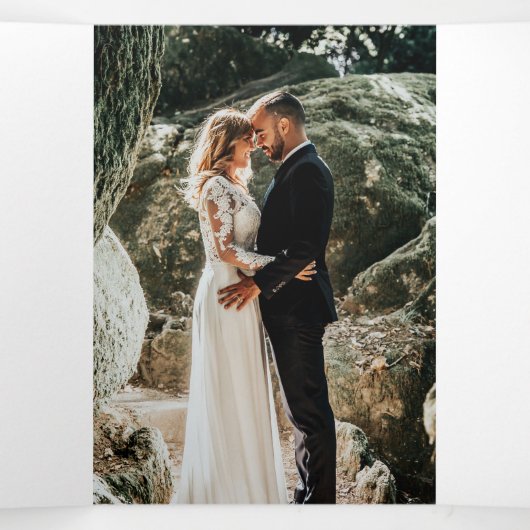 Roze saffier aangepaste foto bruiloortsvowel verni drieluik programma (Binnenkant midden)