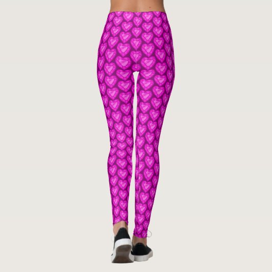 Roze saffier hart waterverf kunst leggings (Achterkant)