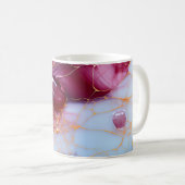 Roze & saffiermarmer met gouden aders koffiemok (Voorkant rechts)