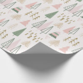 Roze Sage Boho Bomen Kerstvakantie Cadeaupapier (Hoek)
