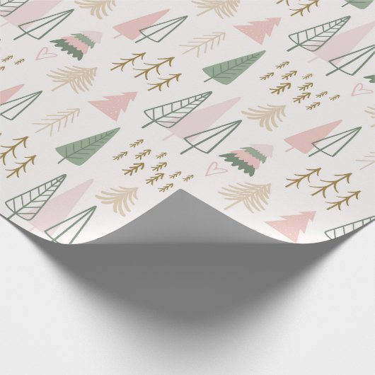 Roze Sage Boho Bomen Kerstvakantie Cadeaupapier (Hoek)