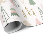 Roze Sage Boho Bomen Kerstvakantie Cadeaupapier (Rol Hoek)