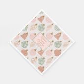 Roze Sage Boho Ornamenten Gepersonaliseerde Kerstm Servet (Hoek)