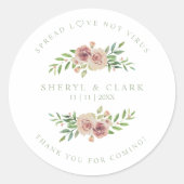 Roze Sage Custom Garland Wedding Sanitizer Ronde Sticker (Voorkant)