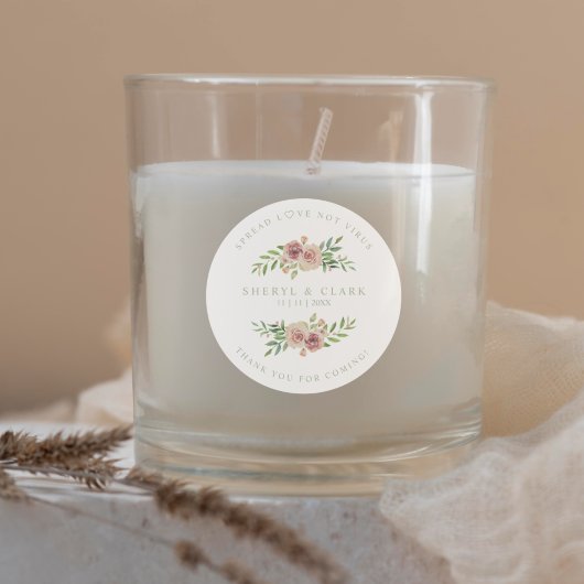 Roze Sage Custom Garland Wedding Sanitizer Ronde Sticker