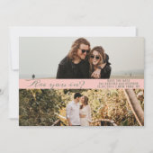 Roze Sage Eenvoudig Script Twee Fotogalerij QR COD Save The Date (Voorkant)