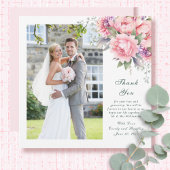 Roze Sage Emerald Floral Script Wedding Bedankt Kaart