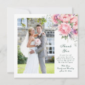 Roze Sage Emerald Floral Script Wedding Bedankt Kaart (Voorkant)