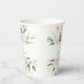 Roze Sage Gepersonaliseerd Elegant Bloemen Baby sh Papieren Bekers (Links)