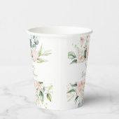 Roze Sage Gepersonaliseerd Elegant Bloemen Baby sh Papieren Bekers (Rechts)