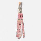 Roze Sage Green Floral laat Waterverf Patroon Stropdas (Voorkant)