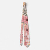 Roze Sage Green Floral laat Waterverf Patroon Stropdas (Achterkant)