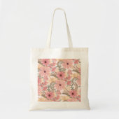 Roze Sage Green Floral laat Waterverf Patroon Tote Bag (Voorkant)
