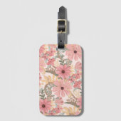 Roze Sage Green Floral laat Waterverf Pattern Bagagelabel (Voorkant (verticaal))