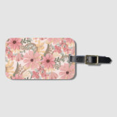 Roze Sage Green Floral laat Waterverf Pattern Bagagelabel (Voorkant (horizontaal))