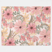 Roze Sage Green Floral laat Waterverf Pattern Fleece Deken (Voorkant (Horizontaal))