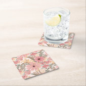 Roze Sage Green Floral laat Waterverf Pattern Kartonnen Onderzetters (Insitu)