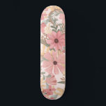 Roze Sage Green Floral laat Waterverf Pattern Persoonlijk Skateboard<br><div class="desc">Dit elegante en vrouwelijke patroon is perfect voor de stijlvolle en trendy vrouw. Het bevat handbeschilderde koraalroze waterverf, middelroze, kastanjebruin, goudgeel en bosgroene bloemen en bladeren boven op een roze zwarte achtergrond. Het is een land, , schattig, uniek, artsachtig en modern; de perfecte aanvulling op je persoonlijke stijl. Stijlvol met...</div>