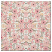 Roze Sage Green Floral laat Waterverf Pattern Stof (Swatch)