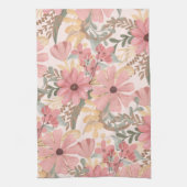 Roze Sage Green Floral laat Waterverf Pattern Theedoek (Verticaal)