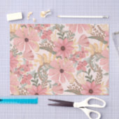Roze Sage Green Floral laat Waterverf Pattern Tissuepapier (Craft)