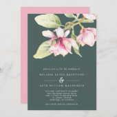 Roze & Sage Green Magnolia Weddenschap Kaart (Voorkant / Achterkant)