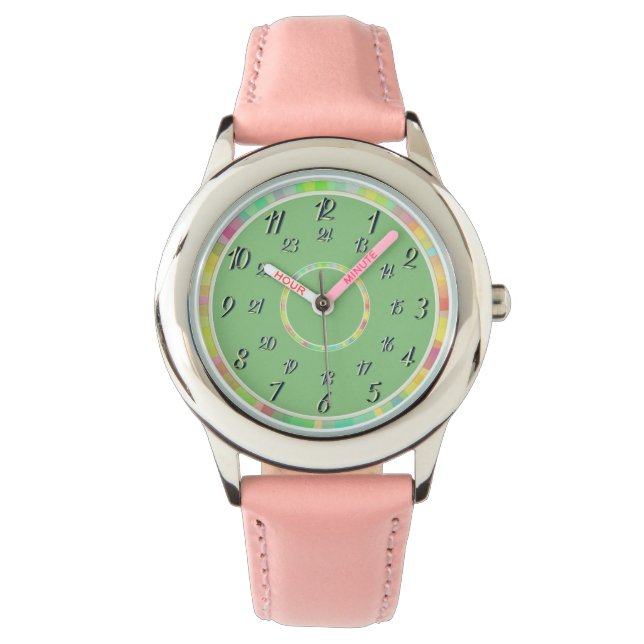 Roze Sage Green Watch Horloge (Voorkant)