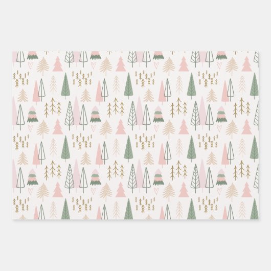 Roze Sage Groene Boho Kerstboom Inpakpapier Vel (Voorkant)