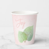 Roze Sage Groene Glitter Moderne Botanische Vreugd Papieren Bekers (Achterkant)