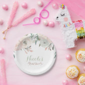 Roze & Sage Mint Groen Moderne Bloemen Elegante Pa Papieren Bordje (Feest)