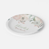 Roze & Sage Mint Groen Moderne Bloemen Elegante Pa Papieren Bordje (Gekanteld)