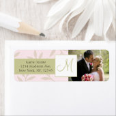 Roze Sage Monogram Foto Bruiloft Adresetiketten Etiket (Insitu)
