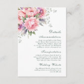 Roze Sage Romantische Waterverf Bloemenpioen Detai Informatiekaartje (Voorkant)