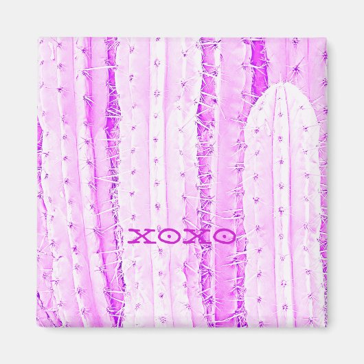 Roze Saguaro Cactus Foto Kunst Fun Magneet (Voorkant)