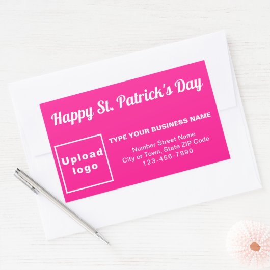 Roze Saint Patrick Business Rectangle Sticker (Envelop)
