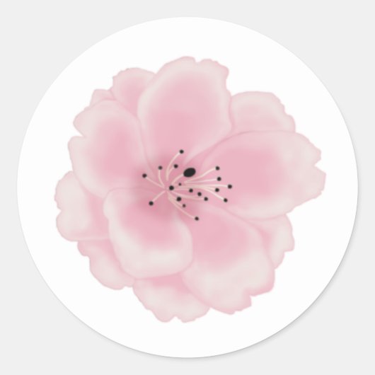 Roze sakura bloem. ronde sticker (Voorkant)