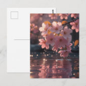 Roze sakura bloemen boven water | Serene Spring Na Briefkaart (Voorkant / Achterkant)