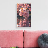 Roze sakura bloemen boven water | Serene Spring Na Canvas Afdruk (Insitu (Woonkamer))