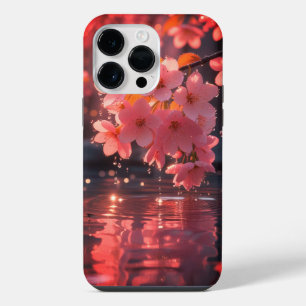 Roze sakura bloemen boven water   Serene Spring Na iPhone 14 Pro Max Hoesje