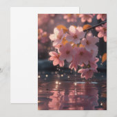 Roze sakura bloemen boven water | Serene Spring Na Kaart (Voorkant / Achterkant)