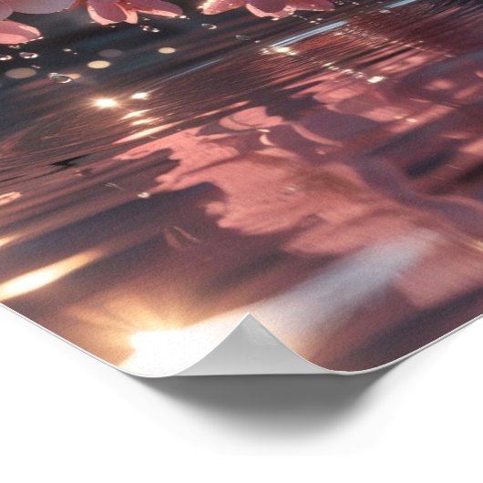 Roze sakura bloemen boven water | Serene Spring Na Poster (Hoek)